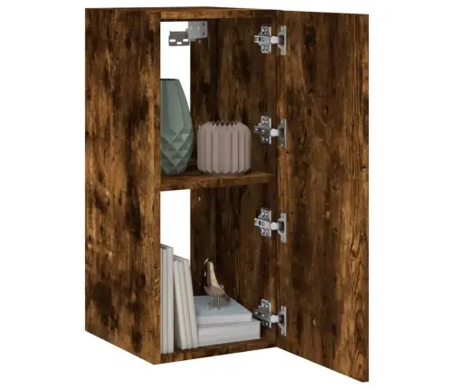 Sieninė Tv Spintelė Su Led Lemputėmis, Dūminė, 30,5X35X70Cm