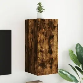 Sieninė Tv Spintelė Su Led Lemputėmis, Dūminė, 30,5X35X70Cm