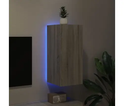 Tv Skapītis Ar Led Lampiņām, Pelēka Ozola Krāsa, 30,5X35X70 Cm Vidaxl