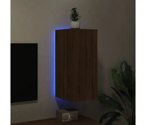 Tv Plaukti Ar Led Lampiņām, 30,5X35X70 Cm, Brūna Ozola Vidaxl