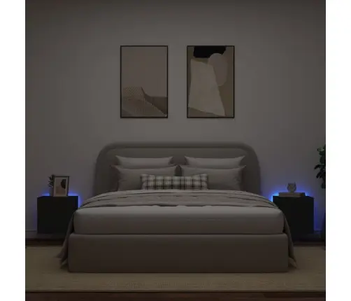 Tv Plaukti Ar Led Lampiņām, 2 Gab., Melni, 40,5X35X40 Cm Vidaxl