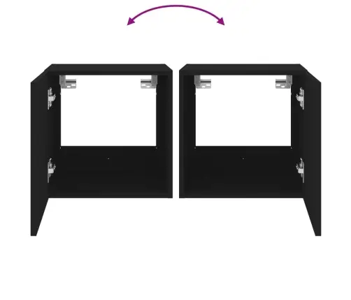 Tv Plaukti Ar Led Lampiņām, 2 Gab., Melni, 40,5X35X40 Cm Vidaxl