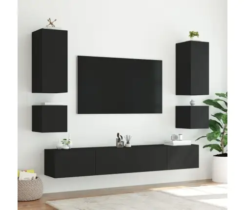 Tv Plaukti Ar Led Lampiņām, 2 Gab., Melni, 40,5X35X40 Cm Vidaxl