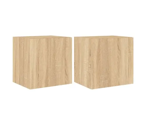 Tv Plaukti Ar Led Lampiņām, 2 Gab., 40,5X35X40 Cm, Koka Krāsa Vidaxl