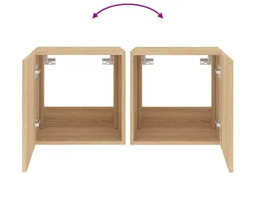 Tv Plaukti Ar Led Lampiņām, 2 Gab., 40,5X35X40 Cm, Koka Krāsa Vidaxl