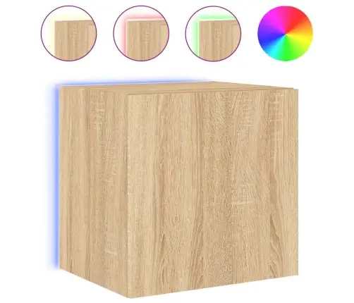 Tv Plaukti Ar Led Lampiņām, 2 Gab., 40,5X35X40 Cm, Koka Krāsa Vidaxl