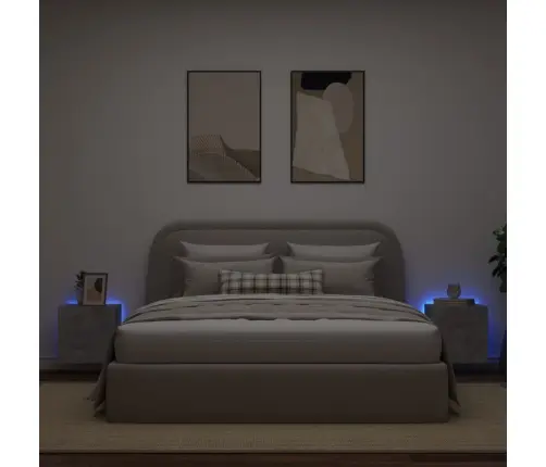 Tv Galdiņi Ar Led Lampiņām, 2 Gab., Betona Pelēki, 40,5X35X40Cm Vidaxl