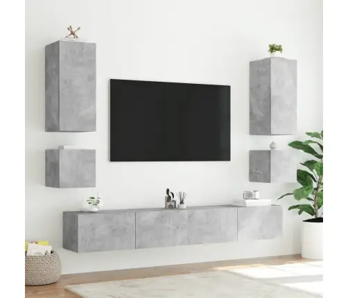 Tv Galdiņi Ar Led Lampiņām, 2 Gab., Betona Pelēki, 40,5X35X40Cm Vidaxl