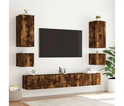 Tv Plaukti Ar Led Lampiņām, 40,5X35X40 Cm, Ozolkoka Krāsā Vidaxl