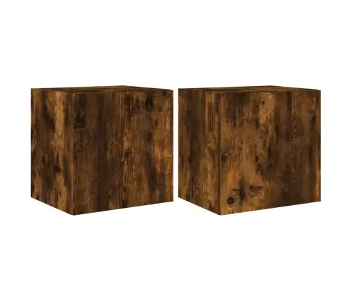 Sieninės Tv Spintelės Su Led, 2Vnt., Dūminės, 40,5X35X40Cm