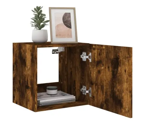 Sieninės Tv Spintelės Su Led, 2Vnt., Dūminės, 40,5X35X40Cm