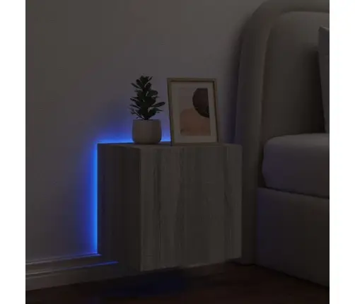 Sieninė Tv Spintelė Su Led Lemputėmis, Pilka, 40,5X35X40Cm