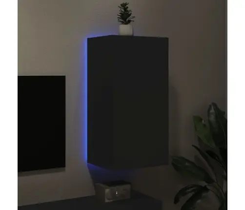 Sieninė Tv Spintelė Su Led Lemputėmis, Juoda, 40,5X35X80Cm