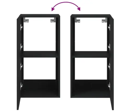Sieninė Tv Spintelė Su Led Lemputėmis, Juoda, 40,5X35X80Cm