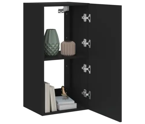 Sieninė Tv Spintelė Su Led Lemputėmis, Juoda, 40,5X35X80Cm
