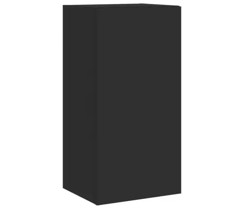 Sieninė Tv Spintelė Su Led Lemputėmis, Juoda, 40,5X35X80Cm
