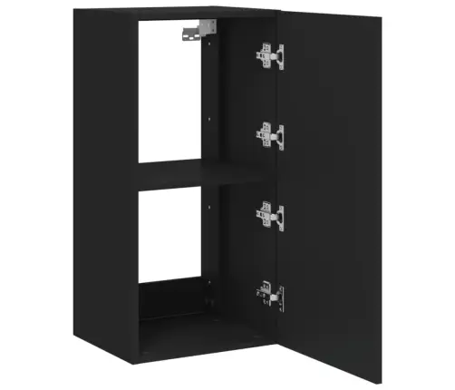 Sieninė Tv Spintelė Su Led Lemputėmis, Juoda, 40,5X35X80Cm