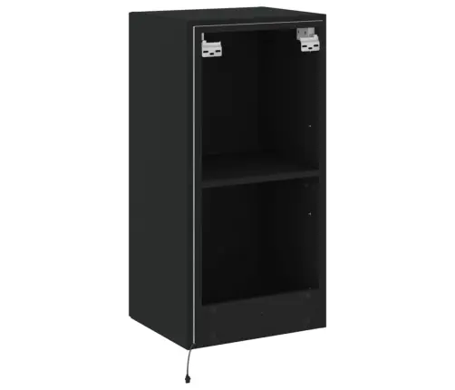 Sieninė Tv Spintelė Su Led Lemputėmis, Juoda, 40,5X35X80Cm
