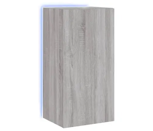 Sieninė Tv Spintelė Su Led Lemputėmis, Pilka, 40,5X35X80Cm