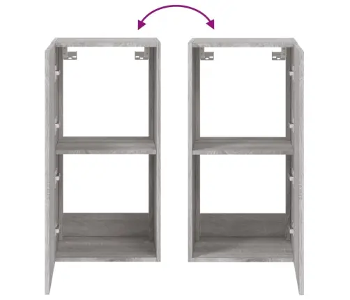 Sieninė Tv Spintelė Su Led Lemputėmis, Pilka, 40,5X35X80Cm