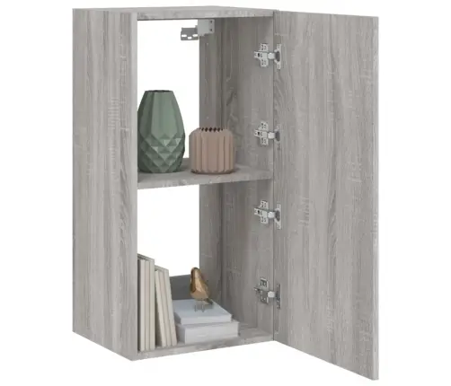 Sieninė Tv Spintelė Su Led Lemputėmis, Pilka, 40,5X35X80Cm