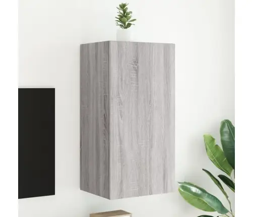 Sieninė Tv Spintelė Su Led Lemputėmis, Pilka, 40,5X35X80Cm