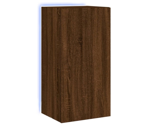 Tv Plaukti Ar Led Lampiņām, 40,5X35X80 Cm, Brūna Ozola Vidaxl