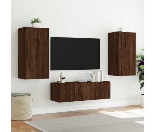 Tv Plaukti Ar Led Lampiņām, 40,5X35X80 Cm, Brūna Ozola Vidaxl