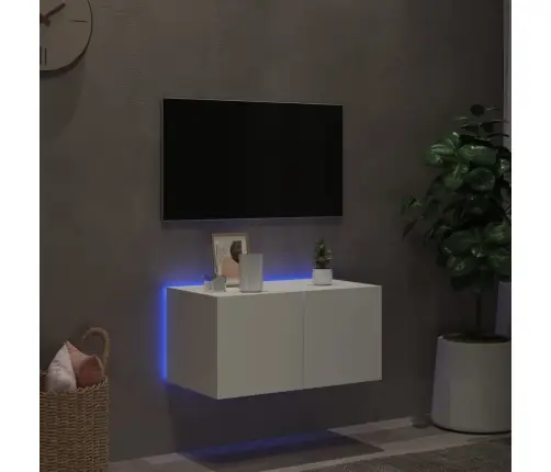 Tv Galdiņš Ar Led Lampiņām, Balti, 60X35X31 Cm Vidaxl