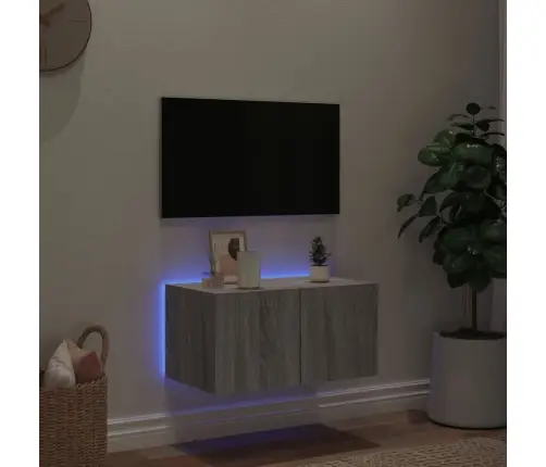 Tv Skapītis Ar Led Lampiņām, Pelēka Ozola Krāsa, 60X35X31 Cm Vidaxl