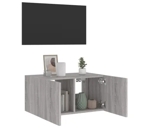 Tv Skapītis Ar Led Lampiņām, Pelēka Ozola Krāsa, 60X35X31 Cm Vidaxl