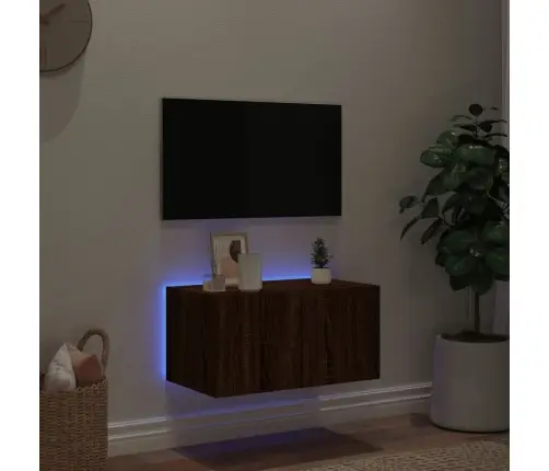 Tv Plaukti Ar Led Lampiņām, 60X35X31 Cm, Brūna Ozolkoka Vidaxl Tv Plaukti Ar Led Lampiņām, 60X35X31 Cm, Brūna Ozolkoka Vidaxl
