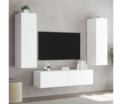 Tv Galdiņi Ar Led Lampiņām, 2 Gab., Balti, 80X35X31 Cm Vidaxl