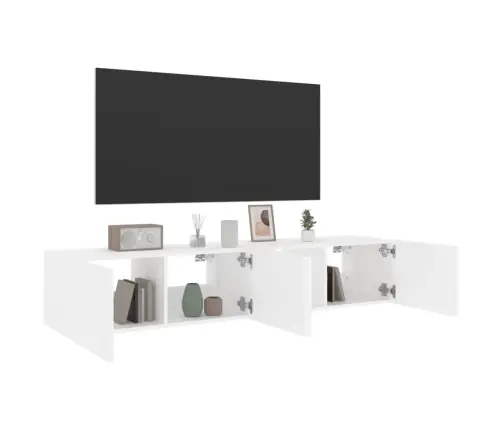 Tv Galdiņi Ar Led Lampiņām, 2 Gab., Balti, 80X35X31 Cm Vidaxl