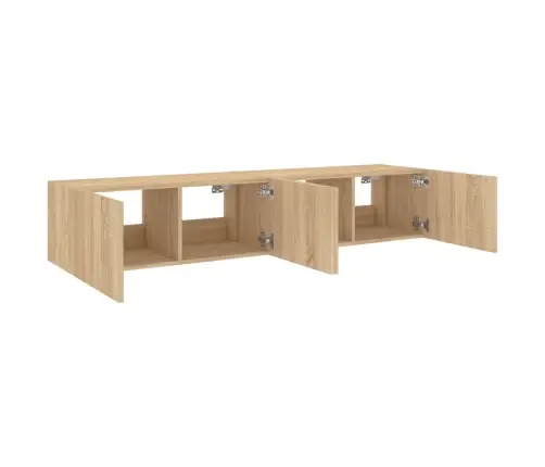 Tv Plaukti Ar Led Lampiņām, 2 Gab., 80X35X31 Cm, Koka Krāsa Vidaxl