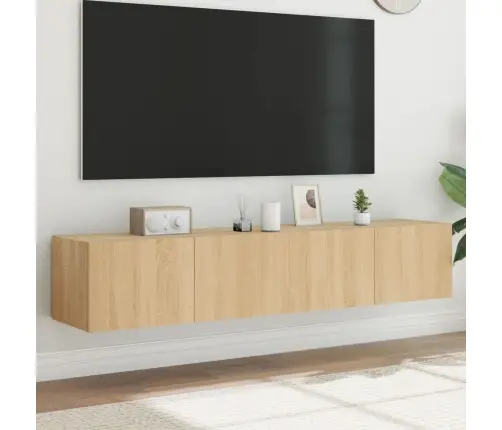 Tv Plaukti Ar Led Lampiņām, 2 Gab., 80X35X31 Cm, Koka Krāsa Vidaxl