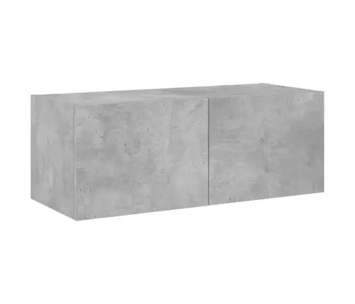 Sieninė Tv Spintelė Su Led Lemputėmis, Betono Pilka, 80X35X31Cm
