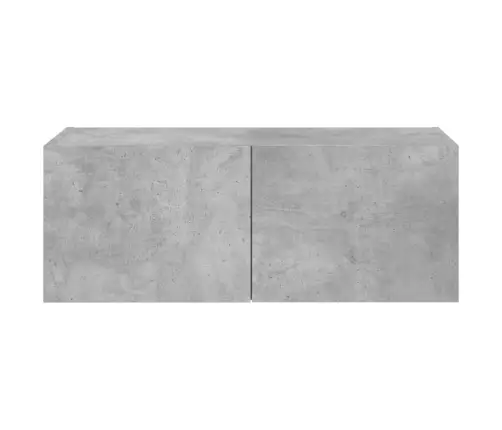 Sieninė Tv Spintelė Su Led Lemputėmis, Betono Pilka, 80X35X31Cm