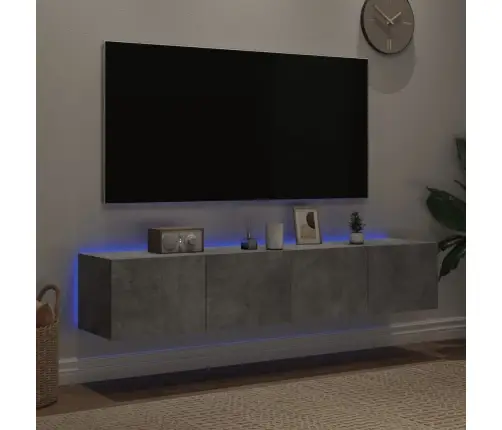 Tv Galdiņi Ar Led Lampiņām, 2 Gab., Betona Pelēki, 80X35X31 Cm Vidaxl