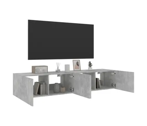 Tv Galdiņi Ar Led Lampiņām, 2 Gab., Betona Pelēki, 80X35X31 Cm Vidaxl