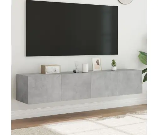 Tv Galdiņi Ar Led Lampiņām, 2 Gab., Betona Pelēki, 80X35X31 Cm Vidaxl
