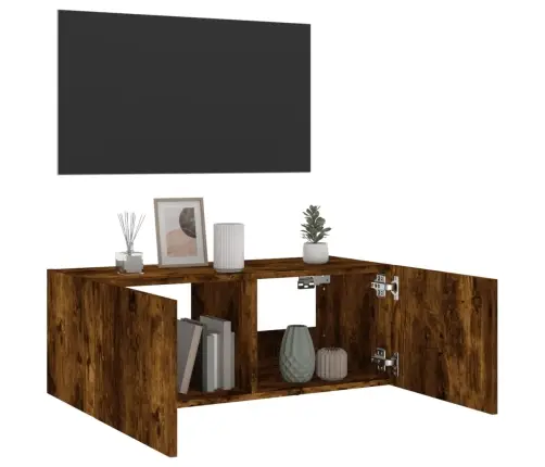 Tv Plaukti Ar Led Lampiņām, 80X35X31 Cm, Ozolkoka Krāsā Vidaxl