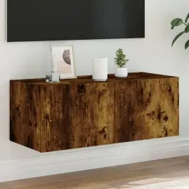 Tv Plaukti Ar Led Lampiņām, 80X35X31 Cm, Ozolkoka Krāsā Vidaxl