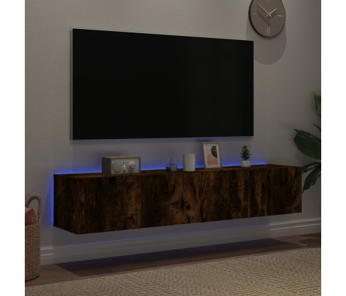 Tv Plaukti Ar Led Lampiņām, 2 Gab., 80X35X31 Cm, Ozolkoka Krāsa Vidaxl