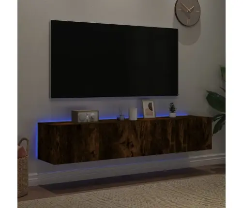 Teleri Seinakapid Led-Tuledega 2 Tk, Suitsutamm, 80X35X31 Cm