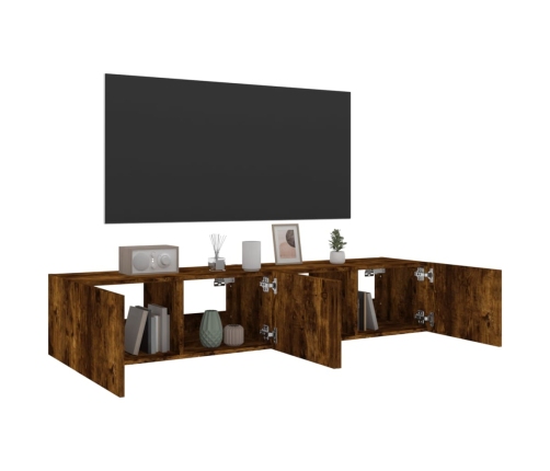Tv Plaukti Ar Led Lampiņām, 2 Gab., 80X35X31 Cm, Ozolkoka Krāsa Vidaxl