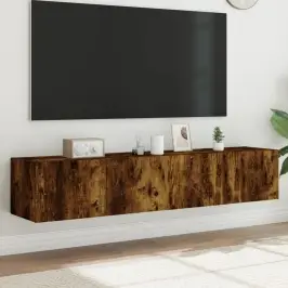 Teleri Seinakapid Led-Tuledega 2 Tk, Suitsutamm, 80X35X31 Cm