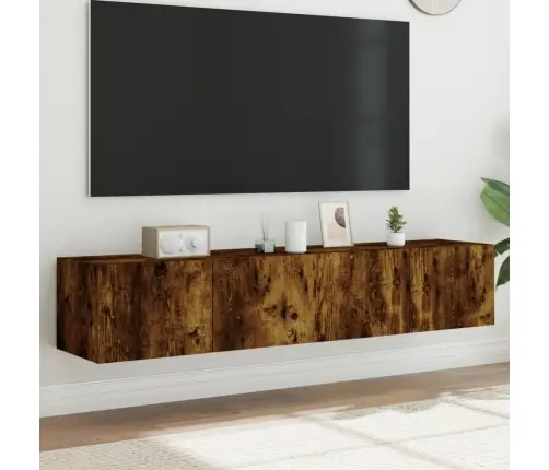 Teleri Seinakapid Led-Tuledega 2 Tk, Suitsutamm, 80X35X31 Cm