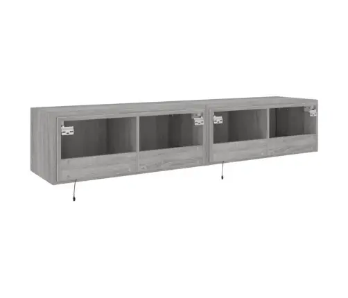 Tv Plaukti Ar Led Lampiņām, 2 Gab., 80X35X31 Cm, Pelēka Ozola Vidaxl