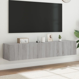 Tv Plaukti Ar Led Lampiņām, 2 Gab., 80X35X31 Cm, Pelēka Ozola Vidaxl